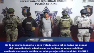El detenido fue presentado por elementos de diferentes corporaciones de seguridad.