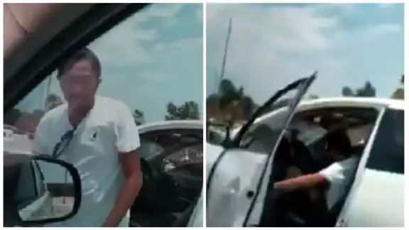 Los videos se aprecia el momento en que el hombre violenta verbalmente al conductor,