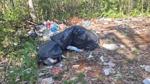 En las brechas se observan bolsas negras, plásticos y residuos sólidos abandonados
