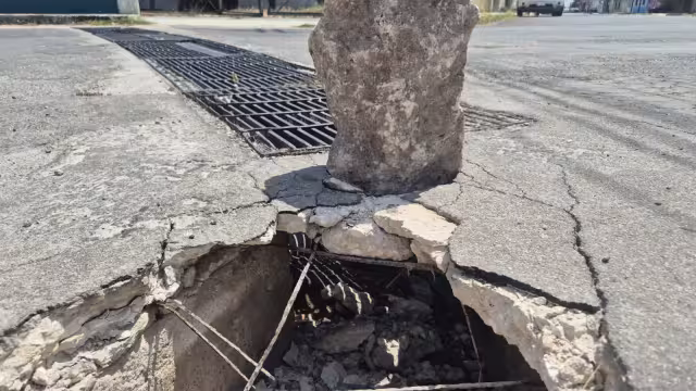 El colapso ocurrió alrededor de una rejilla de drenaje pluvial sobre la calle 30.