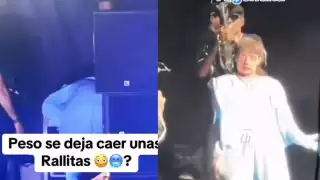 Internautas aseguran que Peso Pluma 'se dejó caer unas rayas' en concierto de Argentina