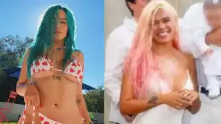 Internautas critican vestido de Karol G en bautizo