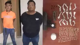 Detienen a dos hombres por posesión de drogas y arma de fuego