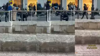 Mujer pasea a su novio como si fuera un perro en calles de Valencia