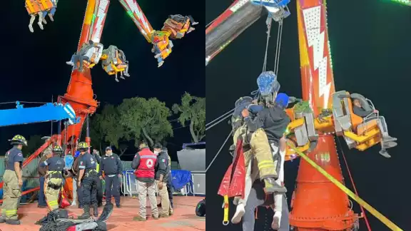 Personas quedan atrapadas en juego mecánico en Metepec Personas quedan atrapadas en juego mecánico en Metepec