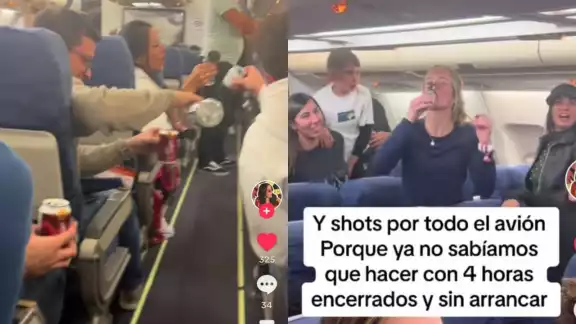 Pasajeros arman fiesta dentro del avión con todo y shots de tequila Pasajeros arman fiesta dentro del avión con todo y shots de tequila