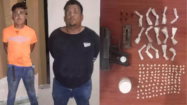Detienen a dos hombres por posesión de drogas y arma de fuego
