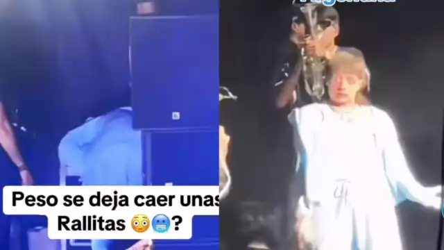 Internautas aseguran que Peso Pluma 'se dejó caer unas rayas' en concierto de Argentina