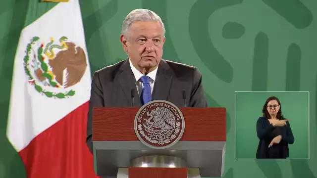 El presidente Andrés Manuel López Obrador en su conferencia mañanera desde Palacio Nacional.