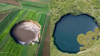 El socavón de Puebla surgió el pasado 29 de mayo y hasta el momento mide 126 metros por 122 en su perímetro
