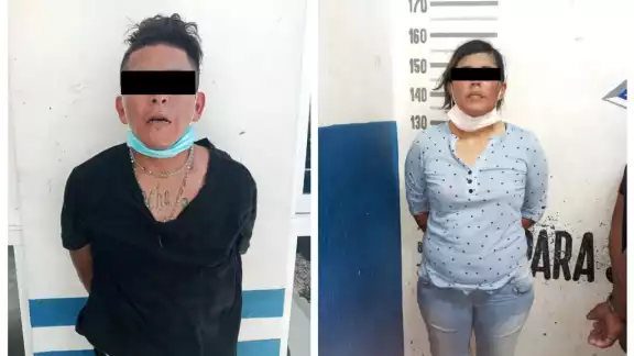 La pareja fue detenida y trasladada a la Secretaría de Seguridad Pública y Tránsito municipal, donde fueron puestos a disposición de FGR