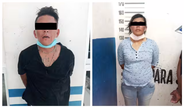 La pareja fue detenida y trasladada a la Secretaría de Seguridad Pública y Tránsito municipal, donde fueron puestos a disposición de FGR