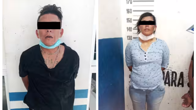 La pareja fue detenida y trasladada a la Secretaría de Seguridad Pública y Tránsito municipal, donde fueron puestos a disposición de FGR