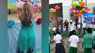 Bastaron pocos segundos para que la maestra se hiciera viral por su baile