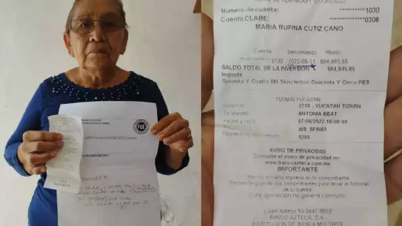 Más de 64 mil pesos desaparecieron de la cuenta de Banco Azteca de una abuelita en Tizimín Más de 64 mil pesos desaparecieron de la cuenta de Banco Azteca de una abuelita en Tizimín