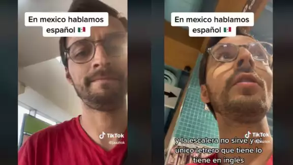 El joven exigió a los empleados de la tienda que colocaran un letrero en español El joven exigió a los empleados de la tienda que colocaran un letrero en español