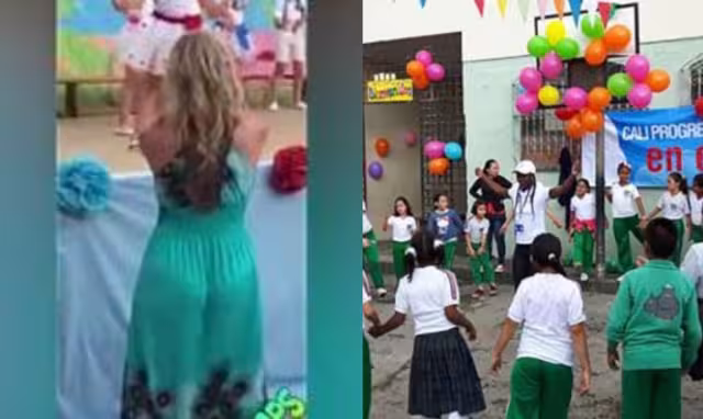 Bastaron pocos segundos para que la maestra se hiciera viral por su baile