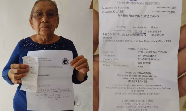 Más de 64 mil pesos desaparecieron de la cuenta de Banco Azteca de una abuelita en Tizimín