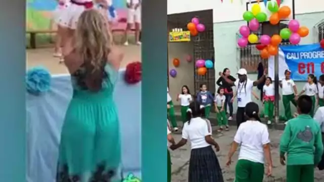 Bastaron pocos segundos para que la maestra se hiciera viral por su baile
