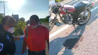Por no atropellar a un perro motociclista derrapa varios metros en Motul