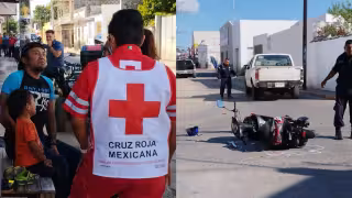 Motocicleta choca contra una camioneta en Tizimín; hay un niño lesionado