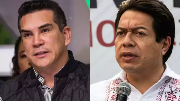 Alejandro Moreno, dirigente nacional del PRI, y Mario Delgado, presidente nacional de Morena