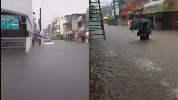 Calles, comercios, hospitales, son afectados por la inundación. Foto: Internet Calles, comercios, hospitales, son afectados por la inundación. Foto: Internet