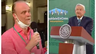 El periodista sueco durante la conferencia de prensa matutina