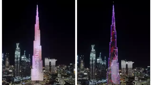 El Burj Khalifa, iluminado por el show de luces