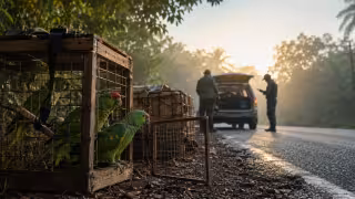 Estudio científico ubica las carreteras Campeche-Yucatán como rutas de alto riesgo en tráfico de loros.