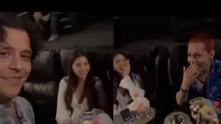 Christian Nodal y Ángela Aguilar fueron al cine con Kunno y las redes sociales explotaron