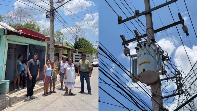 Vecinos de Barrio Norte, en Hopelchén, protestaron contra la CFE por las constantes fallas eléctricas.