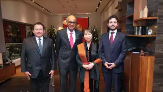 Joaquín Díaz Mena sostiene reunión con el presidente de Singapur, Tharman Shanmugaratna