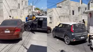 Camioneta no respeta alto y provoca fuerte choque en el barrio de San José, Campeche