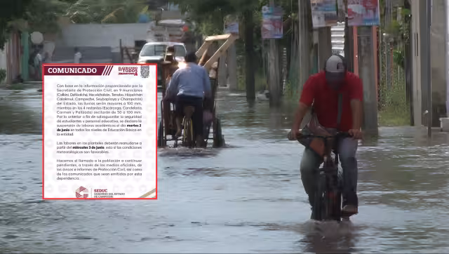 Alerta roja por lluvias provoca suspensión de clases en toda la entidad