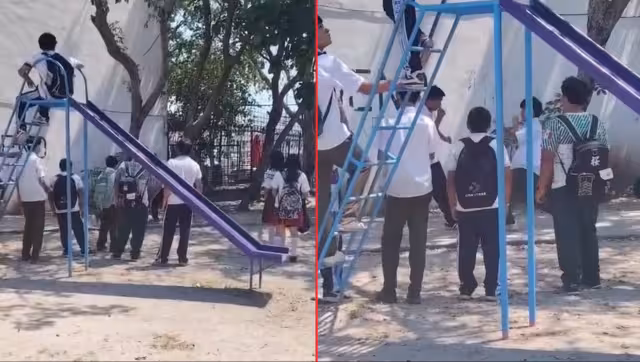 Estudiantes de dos secundarias protagonizan pelea en parque de Ciudad del Carmen.