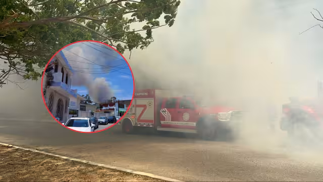 Se ve desde el Centro: Fuerte incendio de maleza moviliza a emergencias en Siglo XXI, Campeche