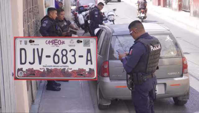 Detienen en Campeche a conductor por alterar placas con crayola