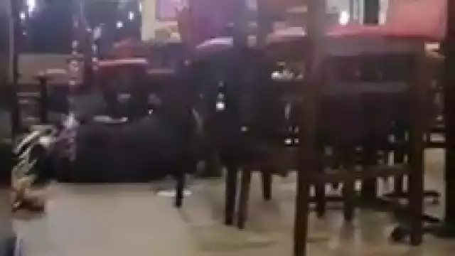 El momento fue grabado por un comensal, en donde se aprecia a los clientes resguardados bajo las mesas,