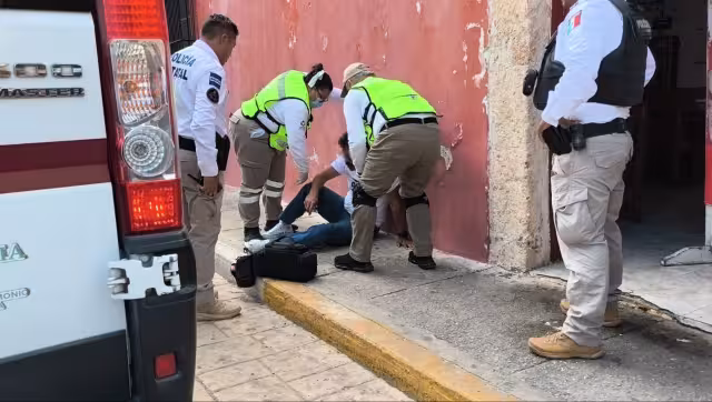 Caída en el Centro Histórico de Campeche deja herido a sujeto ebrio