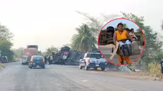 “El calor no perdona”: saquean tráiler cargado con climas tras volcadura en Ciudad del Carmen