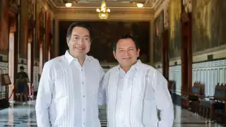 Joaquín Díaz Mena y Mario Delgado se reunieron en el Palacio de Gobierno