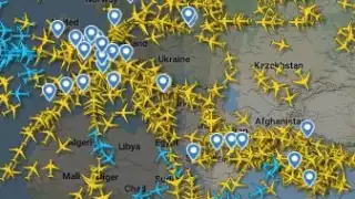 El espacio aéreo en Ucrania está deshabilitado. Foto: Flightradar 24