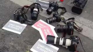 Periodista en Tamaulipas protestaron por el asesinta de Antonio de la Cruz. Foto: Cuartoscuro