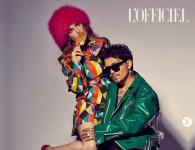 Belinda y Nodal lucieron como verdaderos rockstars en el magazine de la India. Foto: Instagram @L'Officiel India