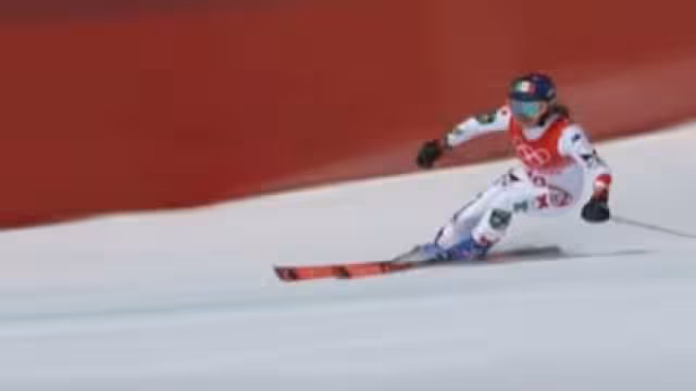 Sarah Schleper de 42 años desciende en su última participación. Foto: Captura de pantalla