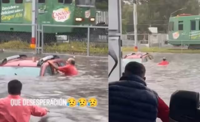 Un hombre rescató a los dos abuelitos y a su perrito. Foto: Especial