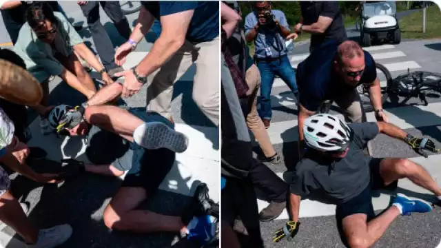 Tras caer, el Presidente de Estados Unidos fue auxiliado por reporteros y agentes de seguridad