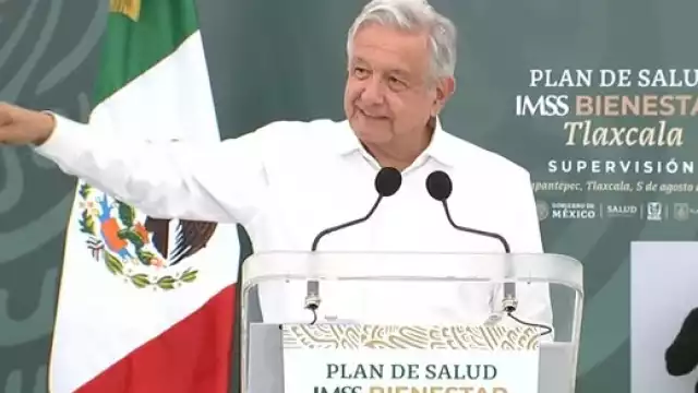 AMLO presentó el Plan de Bienestar del IMSS en Tlaxcala. Foto: Captura