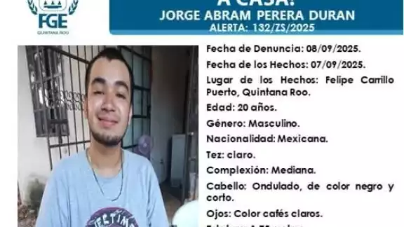 El joven fue identificado como Jorge Abraham Perera Durán, de 20 años de edad El joven fue identificado como Jorge Abraham Perera Durán, de 20 años de edad
